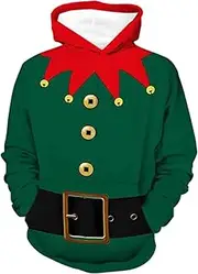 [BOVOSHA] Kids Boys Christmas Ugly Hoodie Pullover Toddler Sweatshirts Long Sleeve Jumper Kids Christmas Funny Clothing Top 4-14 Years, Green, 4-5 Years
