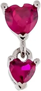 [Pierced Owl] 16GA 316L Stainless Steel CZ Crystal Double Dangling Heart Barbell Stud