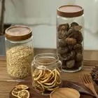 Grains Glass Airtight Canister Food Container Wood Lid Containers Kitchen