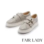 【FAIR LADY】軟實力 質感雙帶厚底休閒鞋(淺灰、502841)