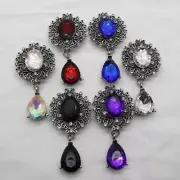 Acrylic Rhinestone Brooch Button Retro Color Charms Craft Clothing Buttons 5Pcs