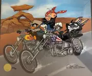 Chuck Jones limited edition cel art Easy Widers Bugs Daffy Elmer Fudd motorcycle