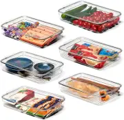 Clear Plastic Stackable Refrigerator Bins, 6 Pack Food Storage Organiser Contain