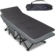 Mopaicot Adult Camping Cot, Folding Bed with Comfortable Cushion, Tent Portable Sleeping Bed, Supports 450 lbs