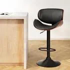 Bar Stools Kitchen Leather Barstools Swivel Gas Lift Vintage Chairs Black 76-BK