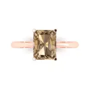 2.5ct Radiant Cut Champagne Stone Wedding Promise engagement Ring 14k Rose Gold