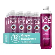 Sparkling Ice, Grape Raspberry Sparkling Water, Zero Sugar Flavored Water, with