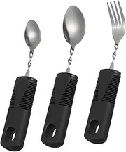 GANAZONO Travel Cutlery Set for Elderly Disabled Patients Anti-Shake Spoon Fork Ergonomic Handles