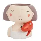 Lovely Girl Cartoon Resin Plant Flower Pot Container Planter3677