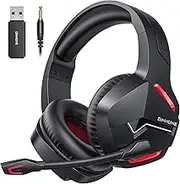 BINNUNE Wireless Gaming Headset with Microphone for PC PS4 PS5 Playstation 4 5, 2.4G Wireless Bluetooth USB Gamer Headphones with Mic for Laptop Computer