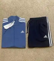Adidas 3s Tr Ts Womens Tracksuit Blue/White HZ2477 New Jacket Pants Set Sz S,M,L