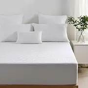 Dreamaker Cotton Quilted Waterproof Mattress Protector, 100% Natural Cotton Filling & Breathable Cotton Cover, Fully Fitted Mattress Pad, Rustle Free TPU Protection - King Bed