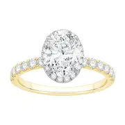 Hidden Halo Oval Solitaire Ring with 2.00ct of Laboratory Grown Diamonds in 18kt Yellow and White Gold