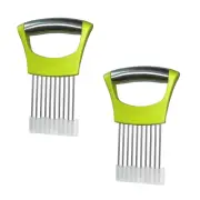 2 PACK Stainless Steel Green Onion Slicer Holder, Potato Cutter, Lemon, Apple...