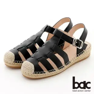 【bac】魚骨羅馬草編涼鞋(黑色)