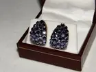 AUSTRIAN CRYSTAL EARRINGS PURPLE TANZANITE COLOR GLITTERING CHRISTMAS GIFT NEW