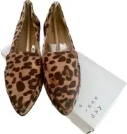 A New Day Micah Pointy Toe Loafers Leopard Print Size 7 New In Box