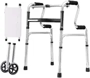 Walker, Rollator Walker Adult Aluminum Walking Frame, with Wheels Lightweight Compact Folding Walker 8-Levels Adjustable Hight for Seniors Little Surprise