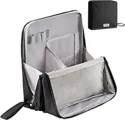 Standing Makeup Bag, Large Capacity Oxford Cloth Standing Make up Bag, Portable Waterproof Makeup Bags with Compartments, Multi-Purpose Lightweight Travel Toiletry Storage Bags Organizer (Black)