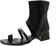 [ZJWBB] Women's Rhinestone Toe Ring Sandals Open Toe Low Heeled Thong Gladiator Sandals Casual Summer Beach Sandals