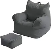 UYSOFRCV Bean Bag Chair w/Footstool Lazy Sofas Cover (No Filler) for Adults and Kids Lounger Seat Bean Bag Cover Soft Beanbag Chair for Birthdays, Christmas, Gifts,Dark Gray