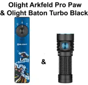 Olight Arkfeld Pro 3-in-1 Paw Edition & Baton Turbo Black Flashlight