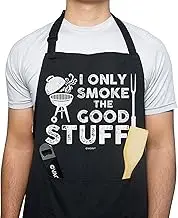 VAGAVY 100% Cotton, Black Funny Aprons for Men, Dad, Husband - Birthday, Father’s Day Grilling Gifts for Papa, Husband.
