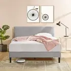Queen Size Bed Frame Fabric Upholstered Platform Base Light Grey - Zinus Nelly