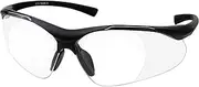 Full Lens Magnification Safety Glasses with Black Frame | Clear Lens | | Magnifying Reading Eyewear