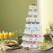 3/4/5/6 Tier Clear White round Cup Cake Stand Acrylic Cupcake Stand Supplies Dis