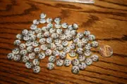78 VINTAGE 4 HOLE BUTTONS CARAMEL BROWN WHITE MIX (8