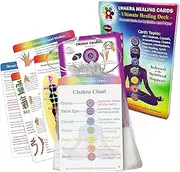 Deck of Chakra Healing Cards Helps Restore and Balance Your Energy with Meditations, Affirmations, Chakras Chart, Aromatherapy, Essential Oils, Reiki Symbols, Hand Mudras - (18) 4"x6" 2-Sided Cards