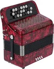 Accordian, 22 Key 8 Bass Professional Button Reed Instrument for Beginner with Storage Bag(Red)