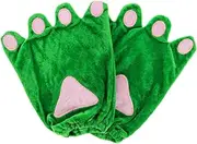[Kisangel] 1 Pair Green Frog Plush Gloves for Fun Animal Paw Gloves for Halloween Cosplay and Party Performances Versatile Costume Accessories for Boys and Flexible Design with Distinctive