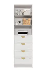 Malmo 3 Shelf 4 Drawer Walk In Wardrobe - White - Hamptons - Half Moon Brass