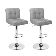 Set of 2 Fabric Swivel Bar Stools - Grey