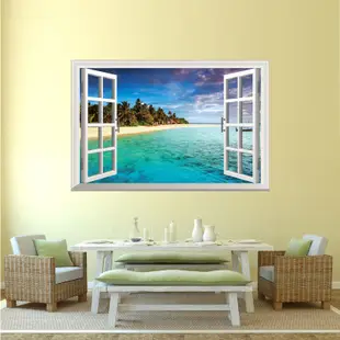 五象設計 假窗户014 風景牆貼 3D地中海壁畫 窗貼 房間裝飾家居裝飾 牆貼紙 臥室裝飾 環保壁貼