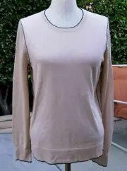 NWT Ann Taylor Mauve pink Classy piped women's light Sweater Top Size L