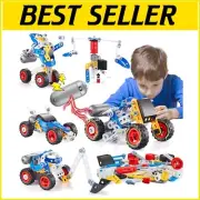 113 PCS STEM Construction Toys for Ages 4-8 - Erector Set with Motor