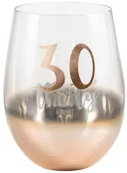 Rose Gold Stemless 30th Birthday Wine Glass