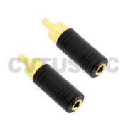 2 x 3.5mm 1/8" Mono Female Jack to RCA Male Plug Audio Adapter 24K Gold Plated