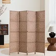 Artiss Room Divider, Folding Wooden Privacy Portable Screen Shelf Dividers Partition Wall Screens Home Pet Child Indoor Balcony Bedroom Furniture, Separator Water-Resistant Natural