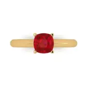 14K Yellow Gold Solitaire Promise Ring, 1 ct Cushion Simulated Tourmaline