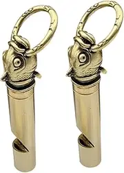[VALICLUD] 2pcs Brass Whistle Keychains Durable Outdoor Whistles for Hiking Camping Emergency Situations Lightweight Versatile Design Bag Charm Keychain Accessory