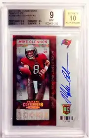 MIKE GLENNON RC AUTO 2013 PANINI CONTENDERS CRACKED ICE #9/21 GRADED BGS 9/10