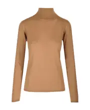 roll-neck virgin wool jumper S Brown