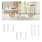 Acrylic Round Side Table End Table Compact 2 Tier Modern for Small for Bedside