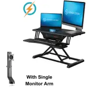 VersaDesk® PowerRiser® Electric Standing Desk Converter, Black with Monitor Arm