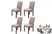 4pcs Chair Cover Universal Fitted Jacquard Seat Protector Cover for Party Home Kitchen Decor-Khaki