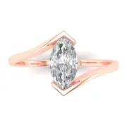 1.9 Marquise White Statement Bridal Promise Swirl Designer Ring 14k Rose Gold